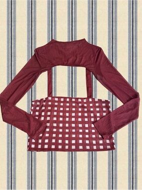 Find Me Now The Label Micromesh Burgundy Checkered Tank and Bolero Set
